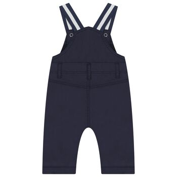 Baby Boys Navy Blue Logo Dungaree