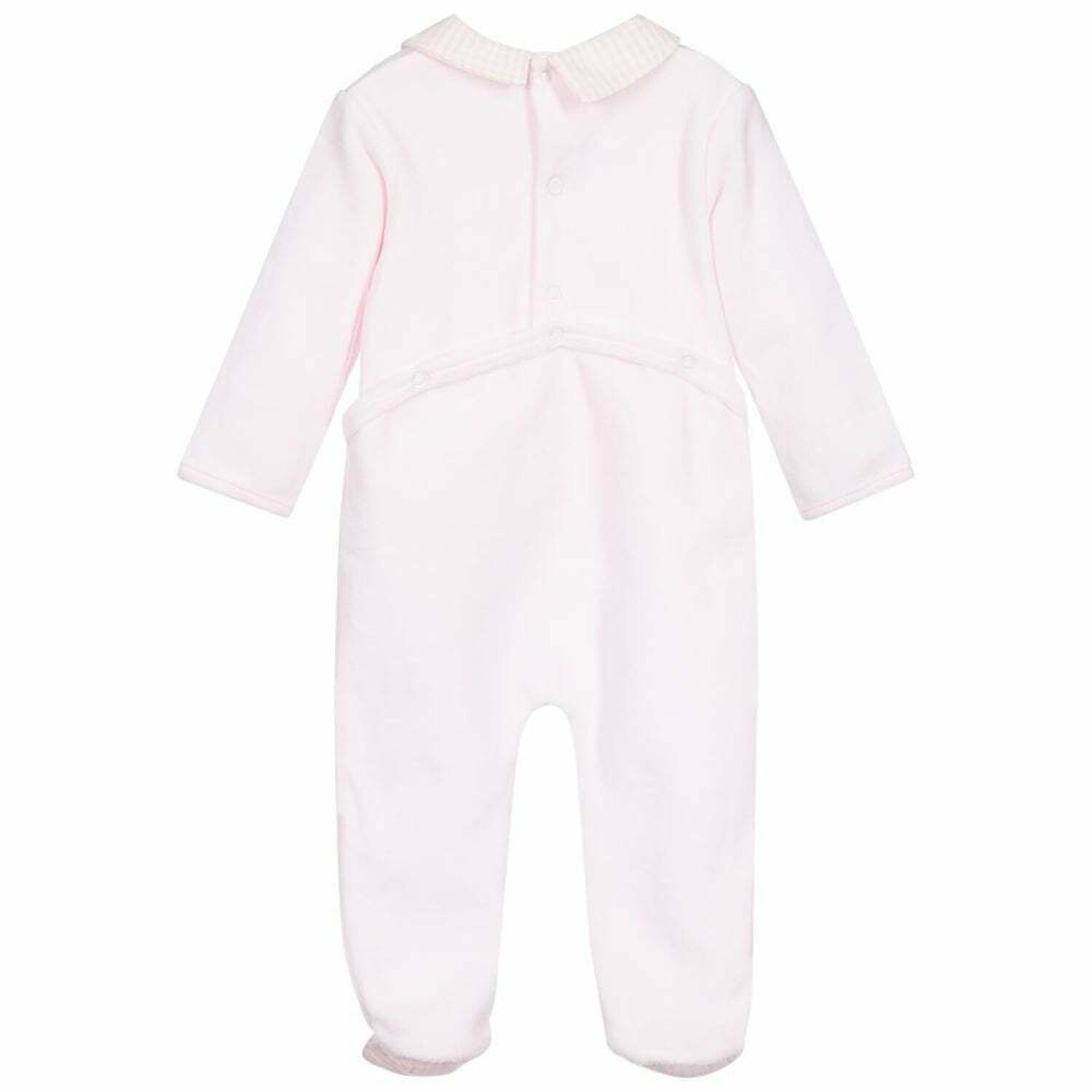Baby Girls Pink Velour Babygrow, 1, hi-res