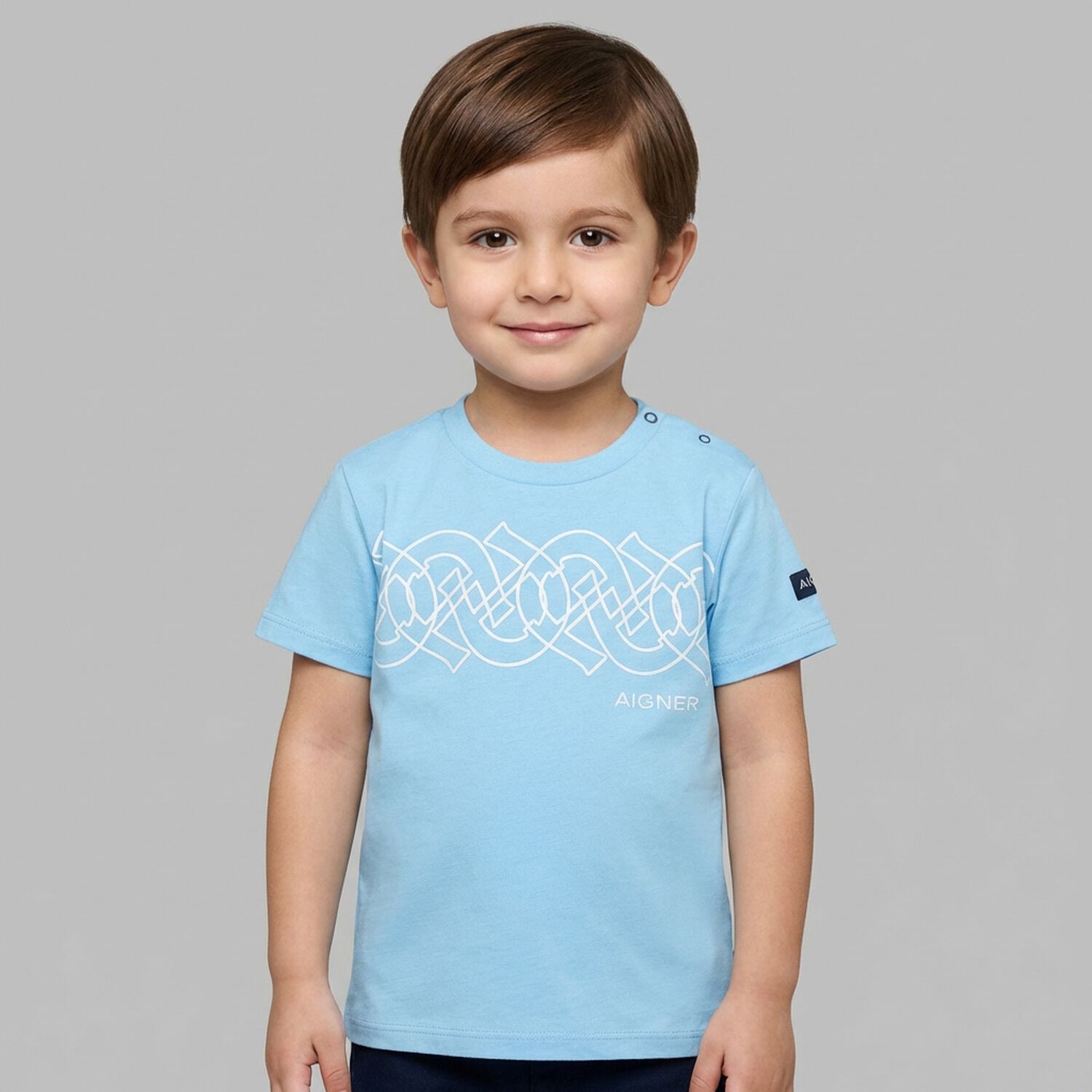 Younger Boys Blue Logo T-Shirt, 1, hi-res