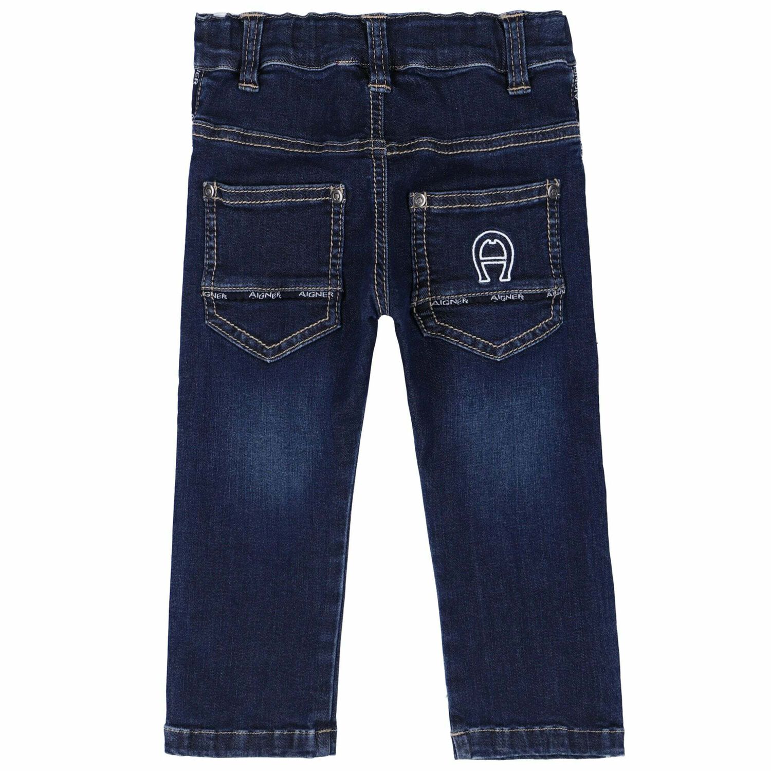 بنطلون جينز بالشعار باللون الأزرق للأولاد, 1, hi-res