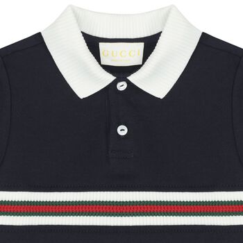 Baby Boys Navy Blue Web Striped Romper