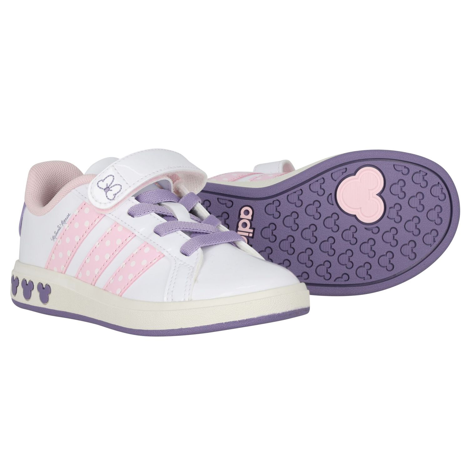 Girls White Minnie Mouse Patent Trainers , 1, hi-res