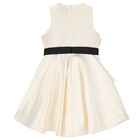Girls Ivory Crystal Satin Ruffle Dress, 2, hi-res