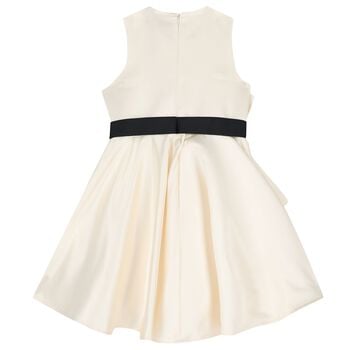 Girls Ivory Crystal Satin Ruffle Dress