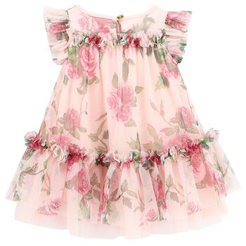 Baby Girls Pink & Red Floral Tulle Dress