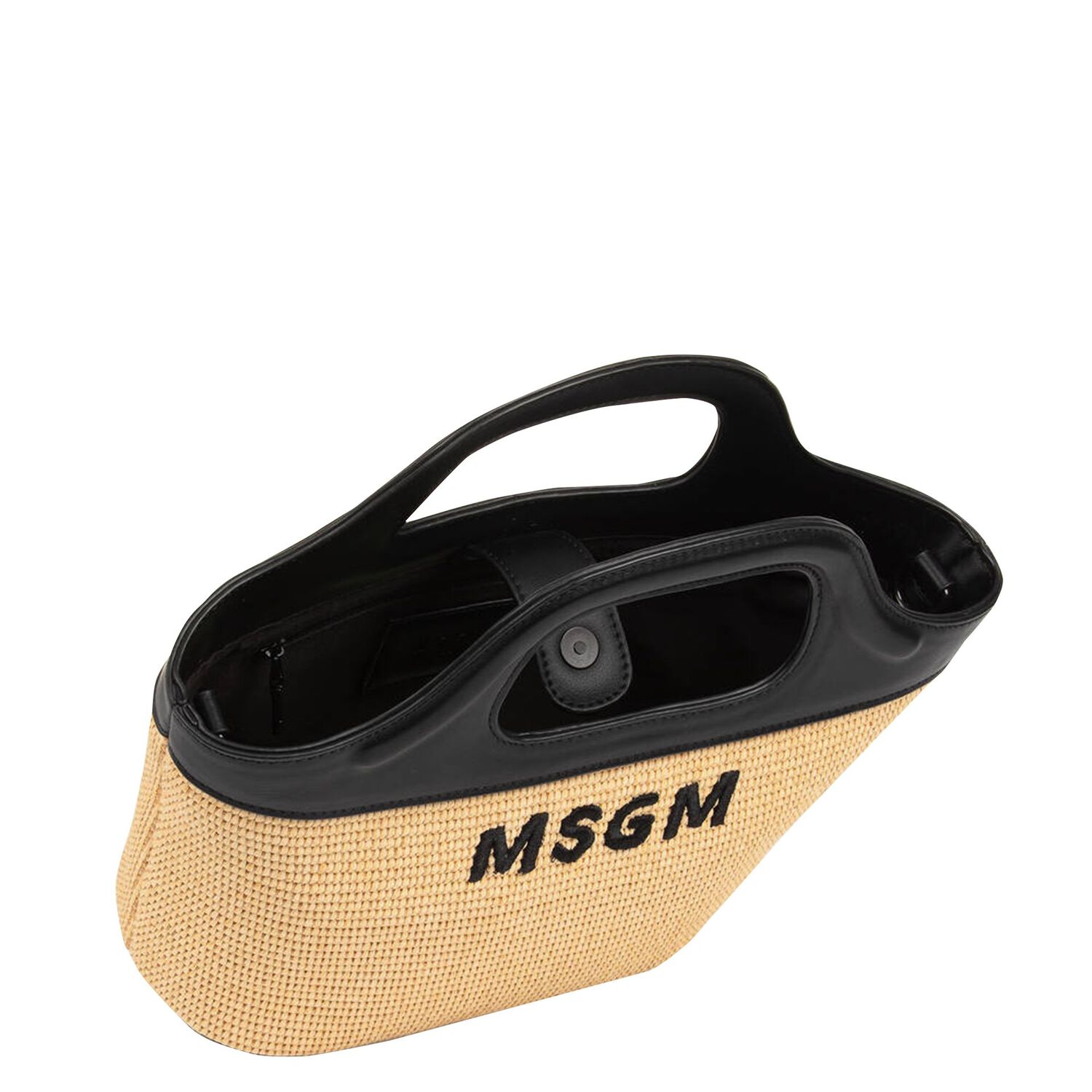 حقيبة يد من القش باللون البيج والأسود للبنات, 1, hi-res