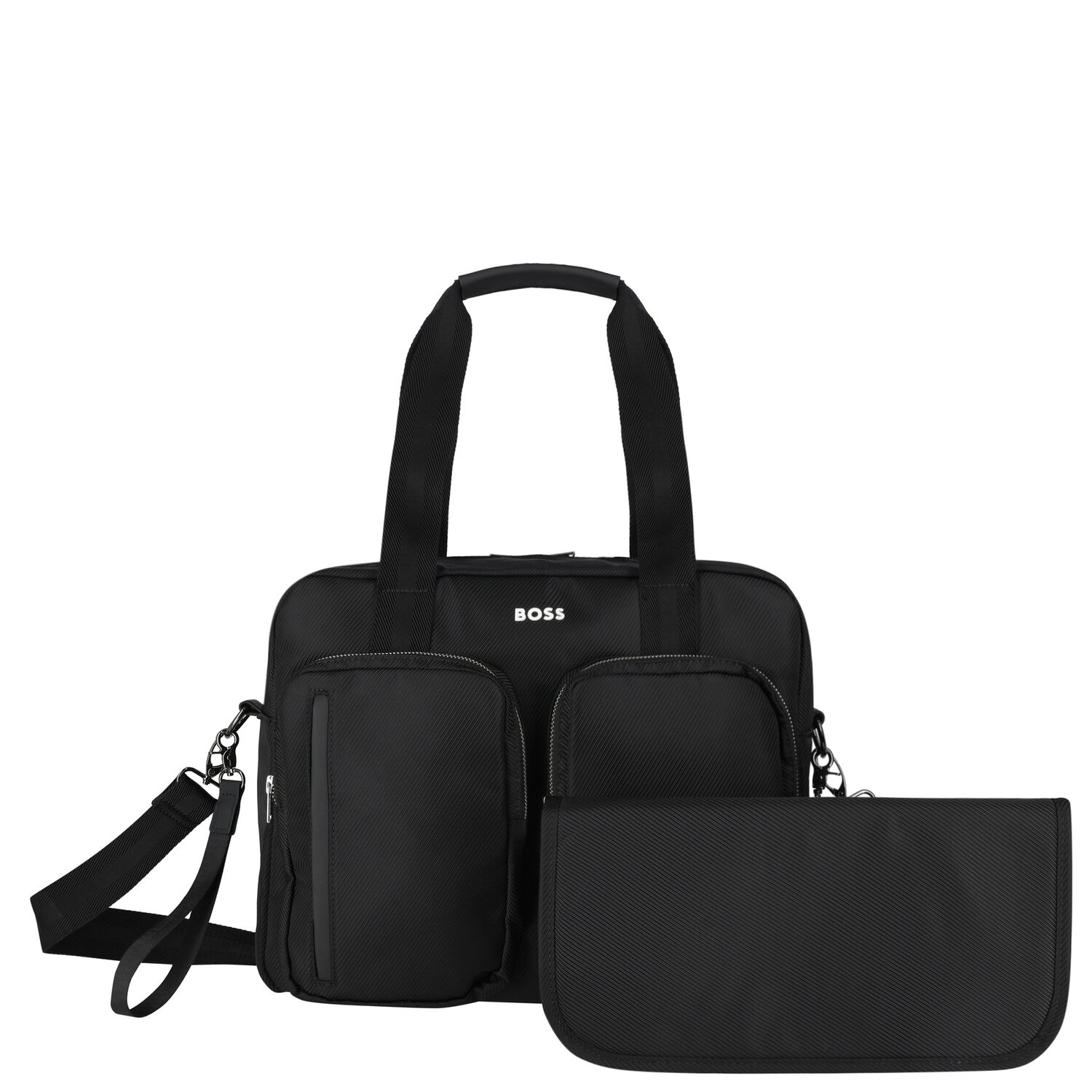 Black Logo Baby Changing Bag, 1, hi-res