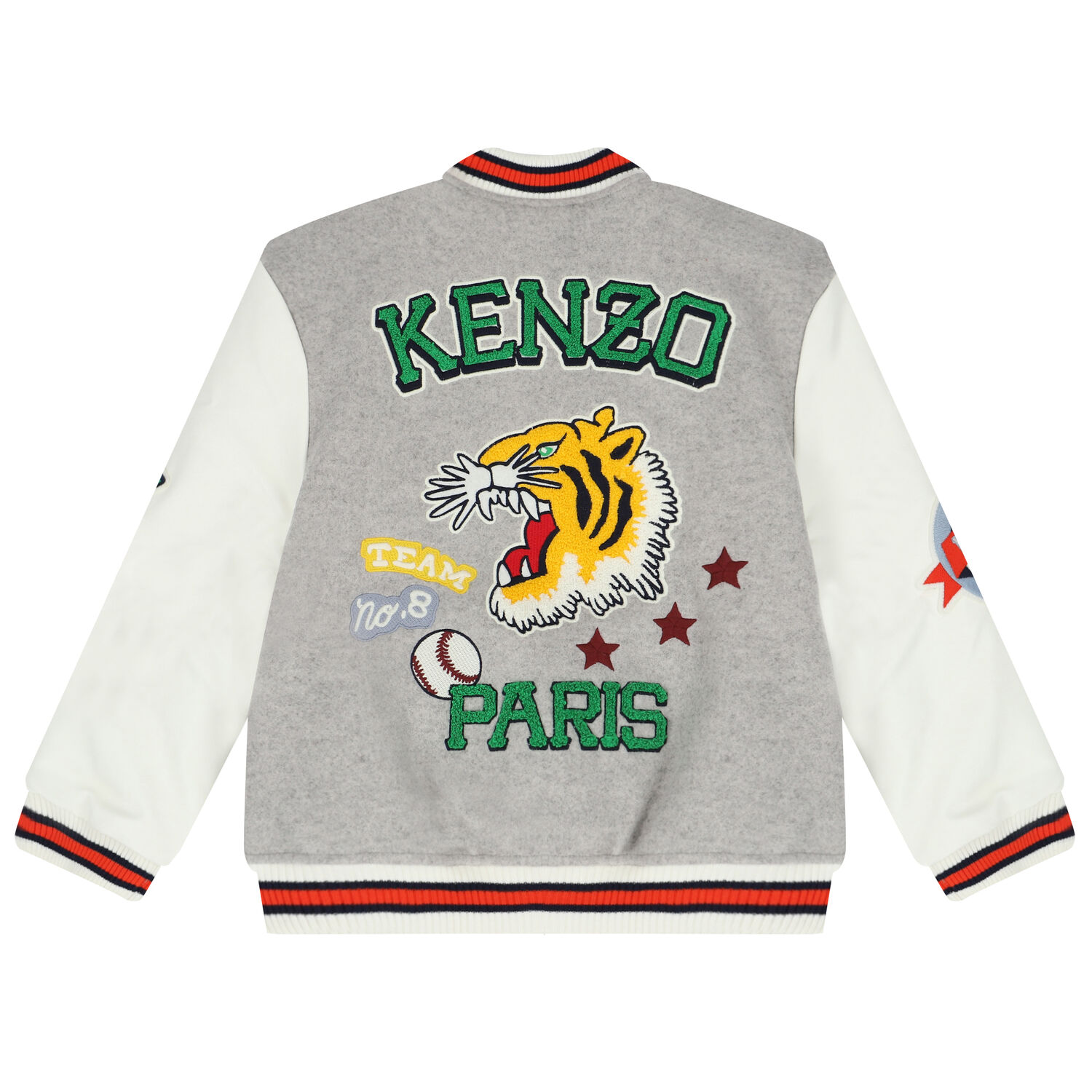 Boys Grey & Ivory Logo Varsity Jacket, 1, hi-res image number null