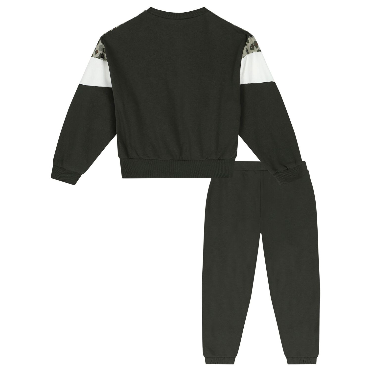 Girls Green & White Leopard Print Tracksuit, 1, hi-res image number null