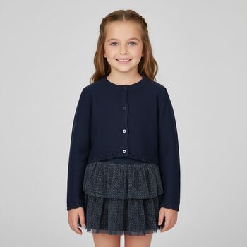 Girls Navy Blue Knitted Cardigan