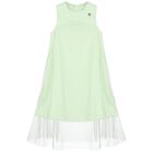 Girls Green Satin & Tulle Sparkle Dress, 1, hi-res