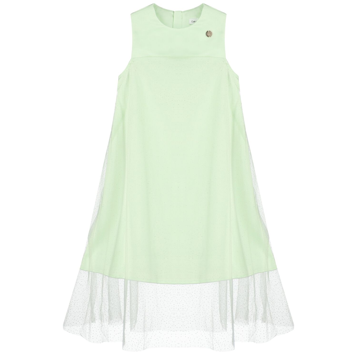 Girls Green Satin & Tulle Sparkle Dress, 1, hi-res