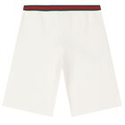 Ivory Cotton Web Striped Shorts, 1, hi-res