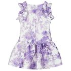 Girls White & Purple Floral Dress, 1, hi-res