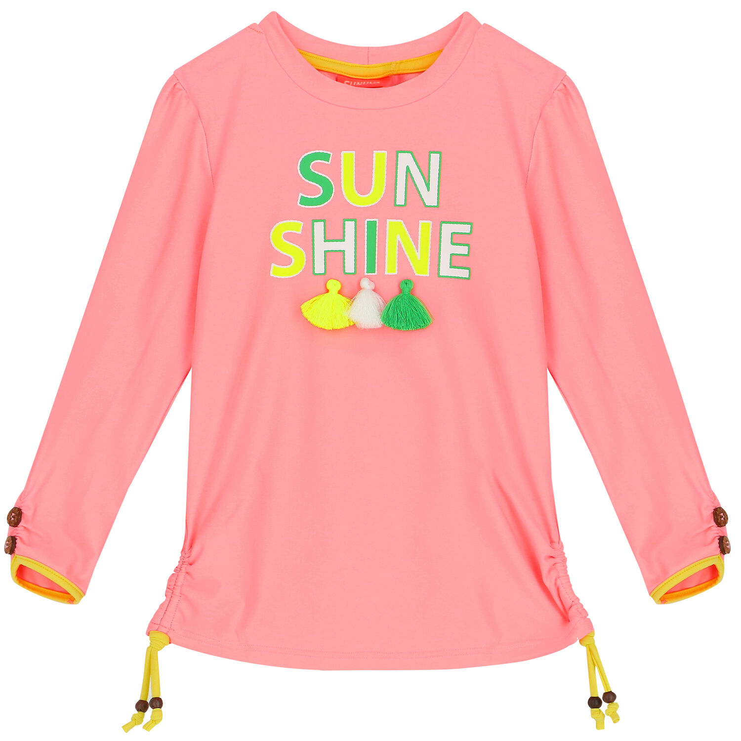 Girls Pink Long Sleeve Rash Vest, 1, hi-res image number null