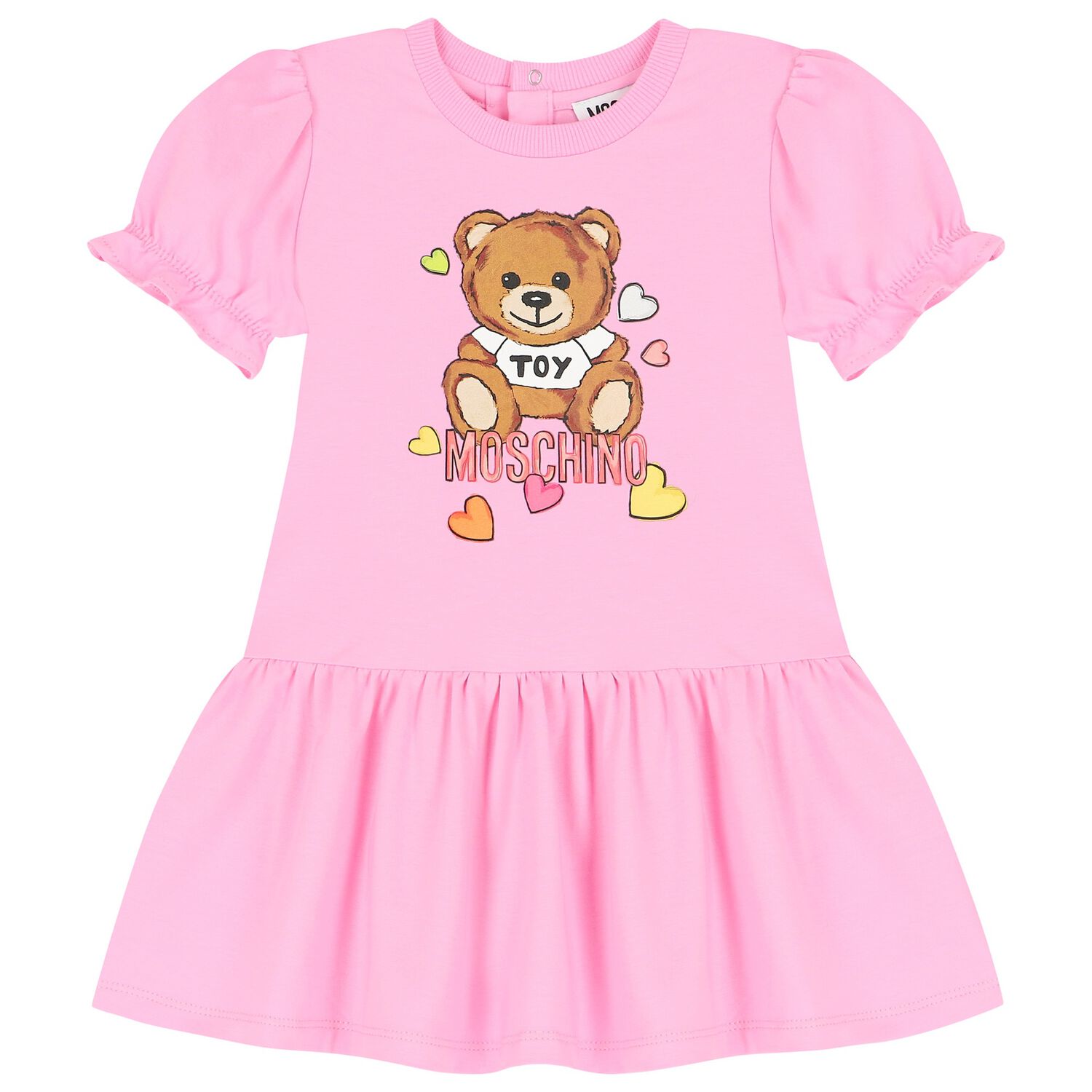 Younger Girls Pink Teddy Bear Logo Dress, 2, hi-res