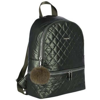 Girls Green Logo Quilted Backpack