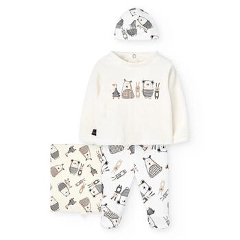 Ivory Velour Babygrow Gift Set