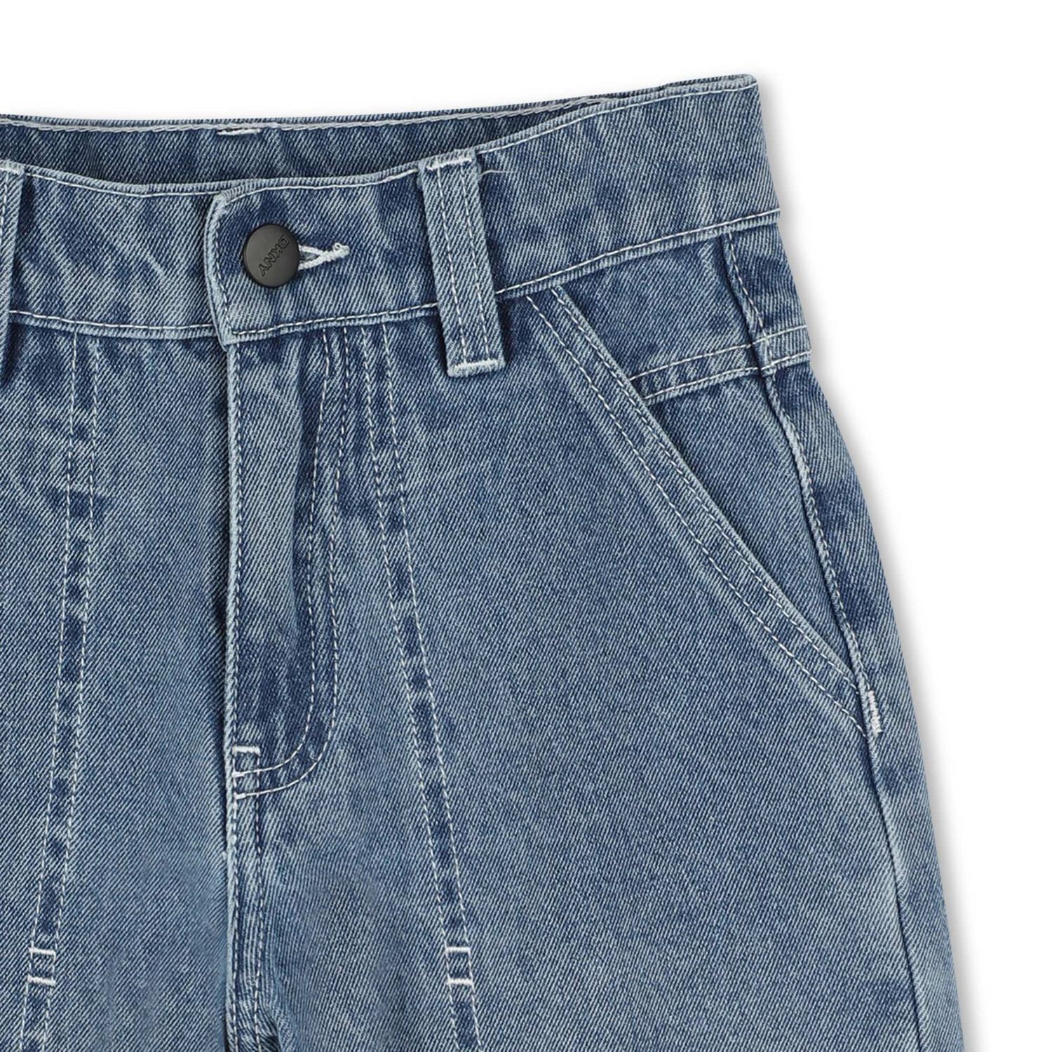 شورت جينز بالشعار باللون الأزرق للأولاد, 1, hi-res