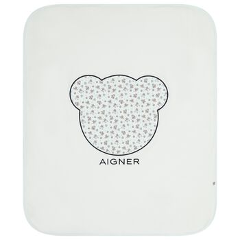 بطانية أطفال باللون بيضاء وزرقاء 