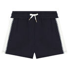 Girls Navy Logo Shorts, 1, hi-res