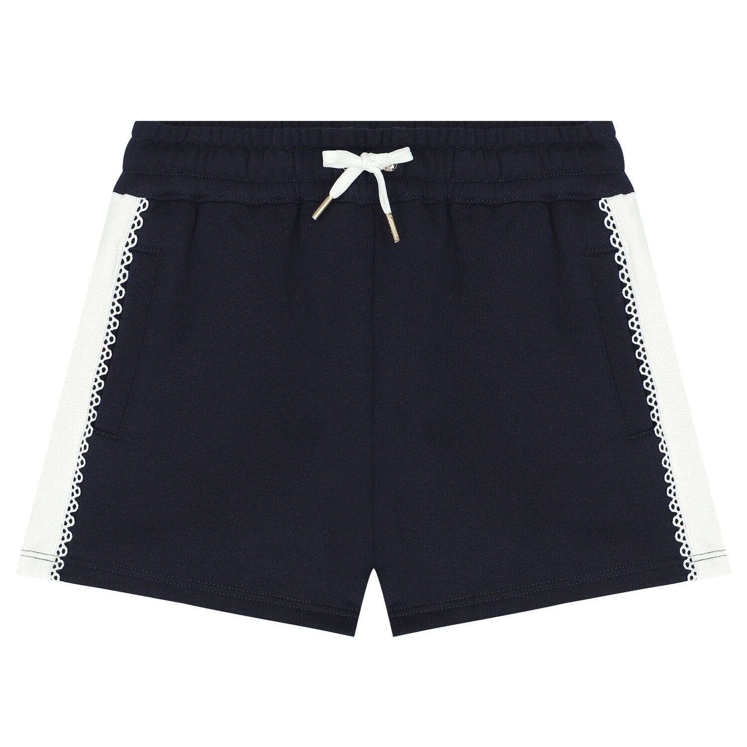 Girls Navy Logo Shorts, 1, hi-res