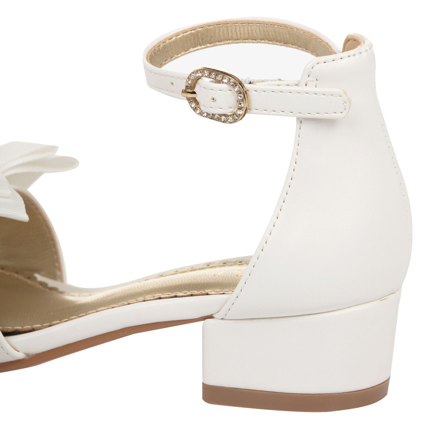 Girls Ivory Bow Sandals, 3, hi-res