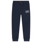 Boys Navy Blue Logo Joggers, 1, hi-res