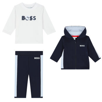 Baby Boys Navy & White Logo Tracksuit