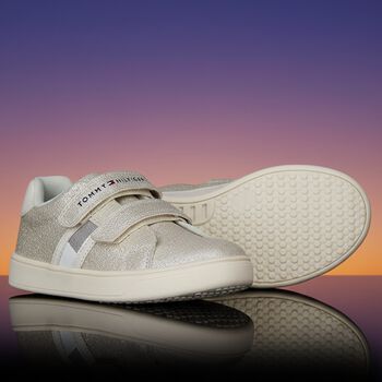 Girls Ivory Faux Leather Trainers