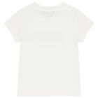 Girls White Embellished Logo T-Shirt, 1, hi-res