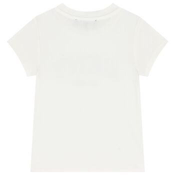 Girls White Embellished Logo T-Shirt