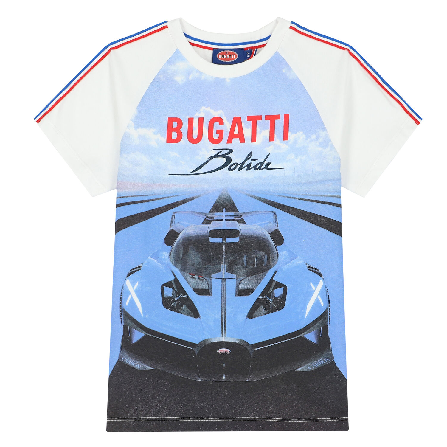 تيشيرت بالشعار باللون الأبيض والأزرق للأولاد, 1, hi-res image number null