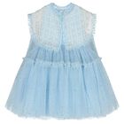 Girls Blue Embellished Tulle Dress, 1, hi-res