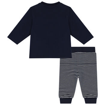 Baby Boys Navy Blue Logo Trousers Set