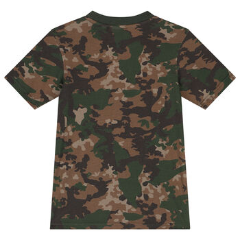 Black & Green Camouflage Trefoil Logo T-Shirt