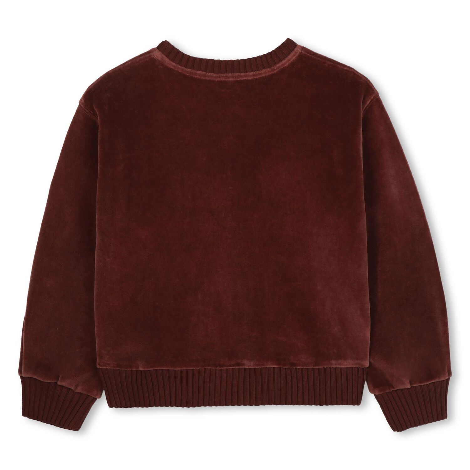 Girls Burgundy Logo Velour Sweatshirt, 1, hi-res