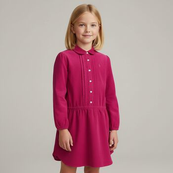 Girls Pink Logo Needlecord Dress, 1 Girls Pink Logo Needlecord Dress