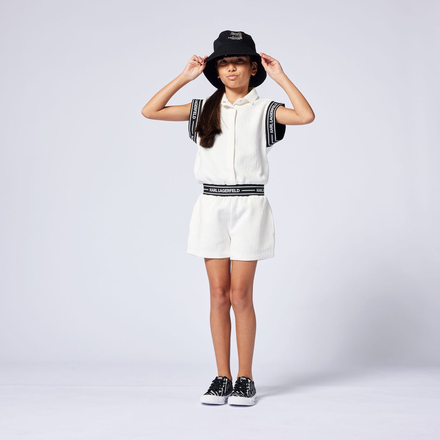 Girls White Logo Playsuit, 1, hi-res image number null