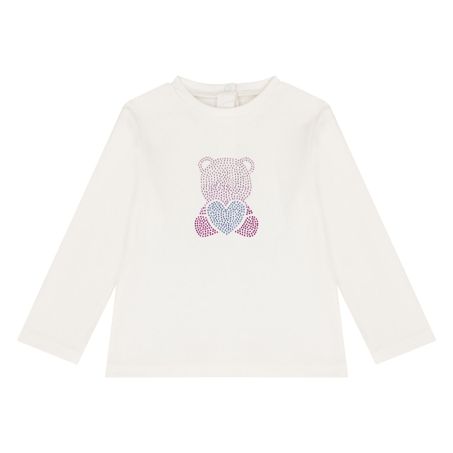 Younger Girls Ivory Embellished Long Sleeve Top, 1, hi-res image number null