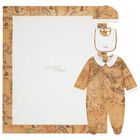 White & Beige Geo Map Babygrow Gift Set , 1, hi-res