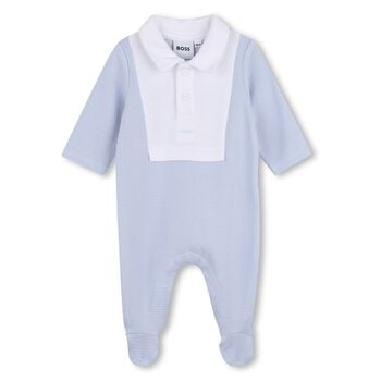 Baby Boys Blue & White Polo Babygrow