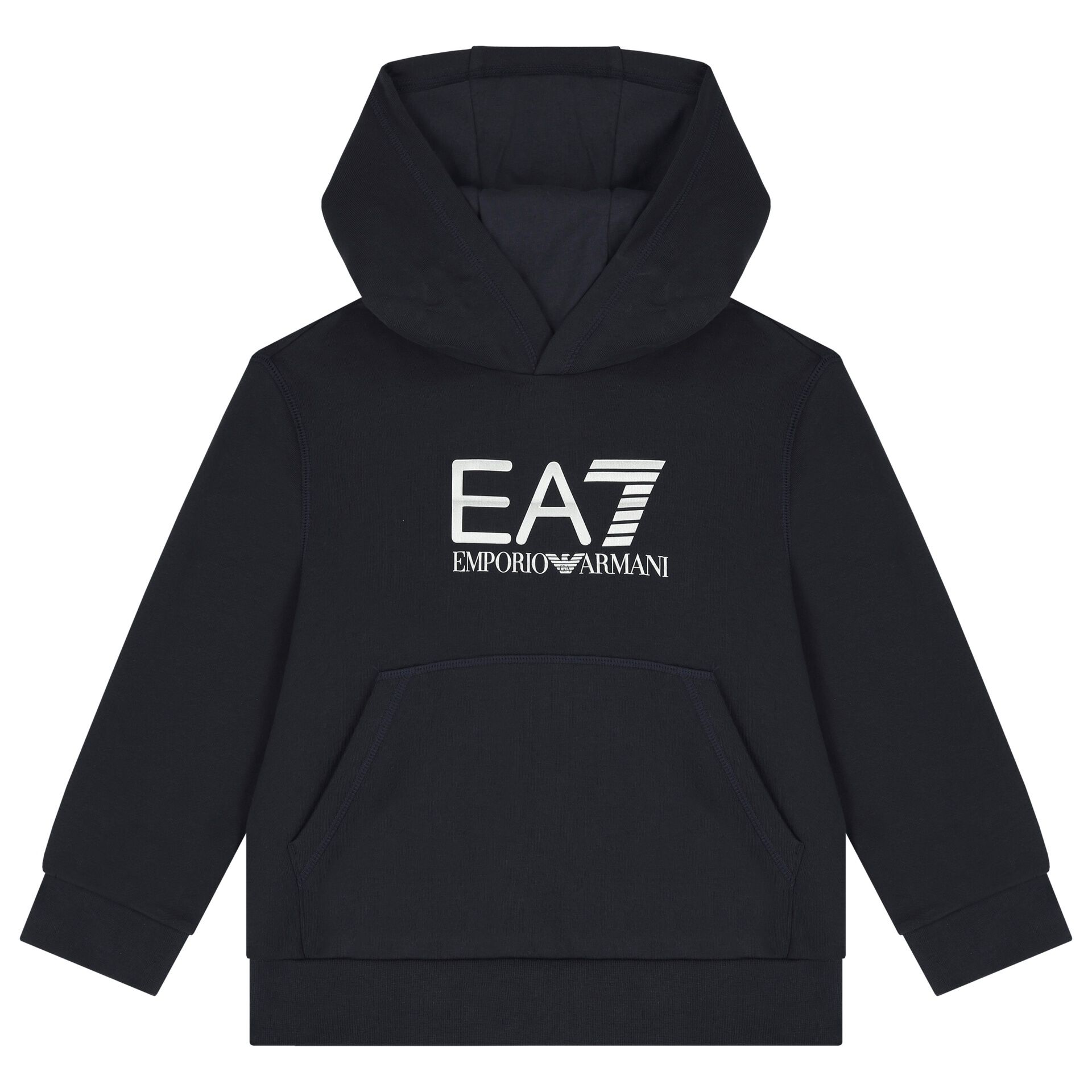 EA7 Emporio Armani Boys Navy Blue Logo Hooded Top Junior Couture QA