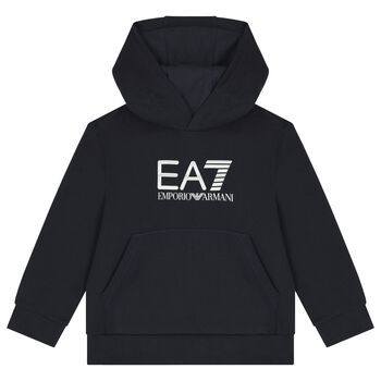 Boys Navy Blue Logo Hooded Top