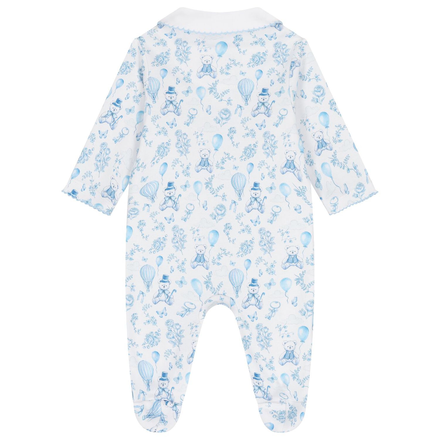 Boys White & Blue Toile de Jouy Babygrow Set, 1, hi-res image number null