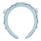 Girls Blue Embellished Satin Headband, 1, hi-res