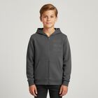Boys Grey Logo Hooded Zip Up Top, 1, hi-res