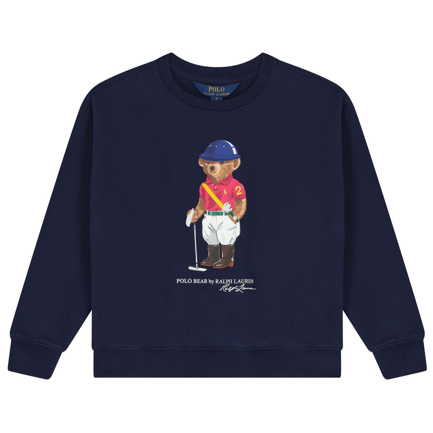 Boys Navy Blue Polo Bear Sweatshirt, 1, hi-res