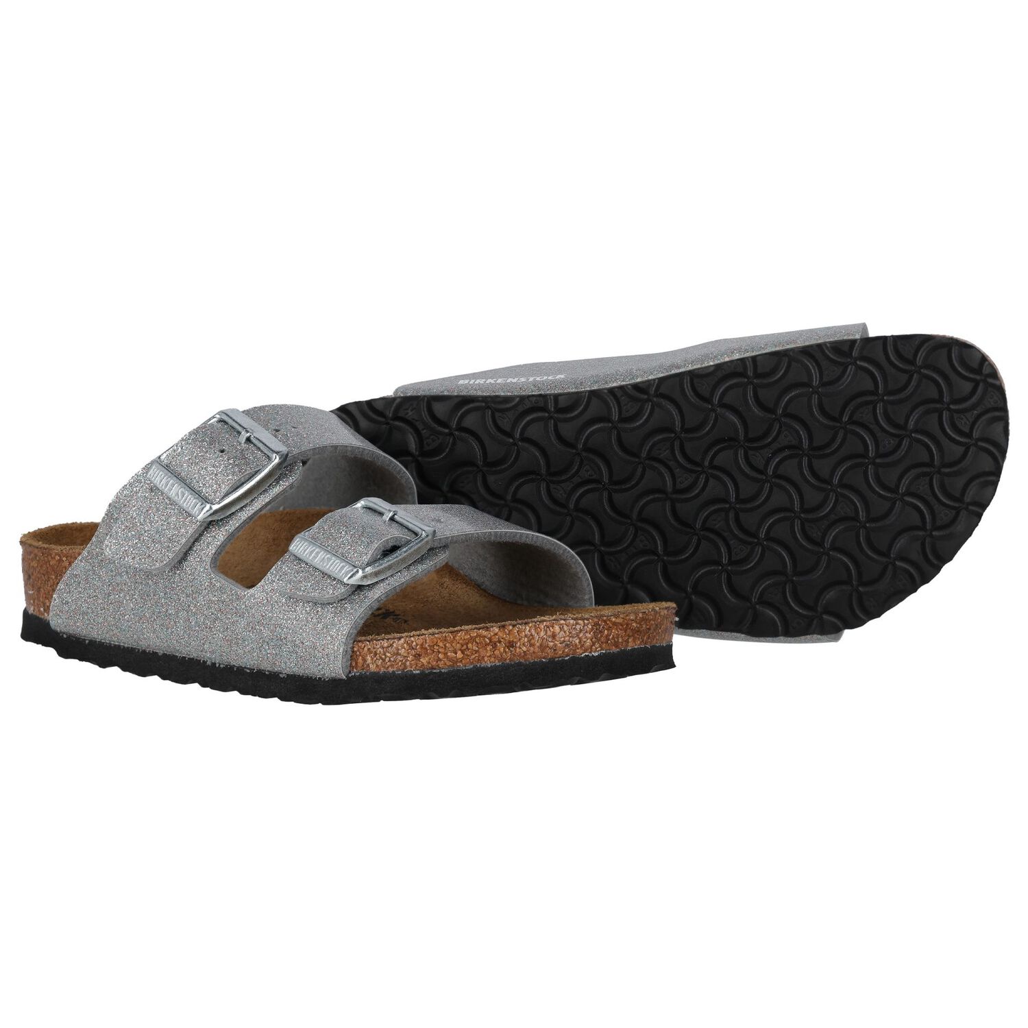 Girls Sparkling Silver Arizona Sandals, 1, hi-res image number null