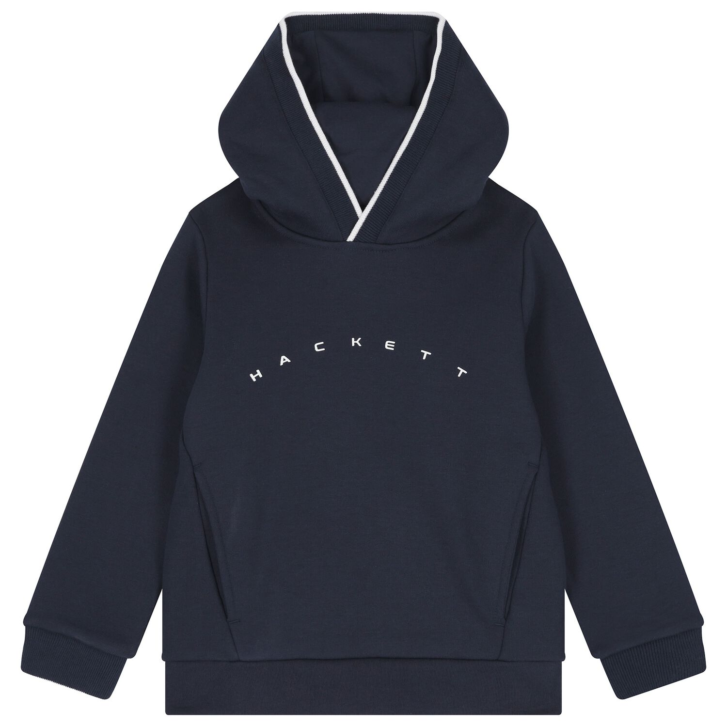Boys Navy Blue Logo Hooded Top, 1, hi-res